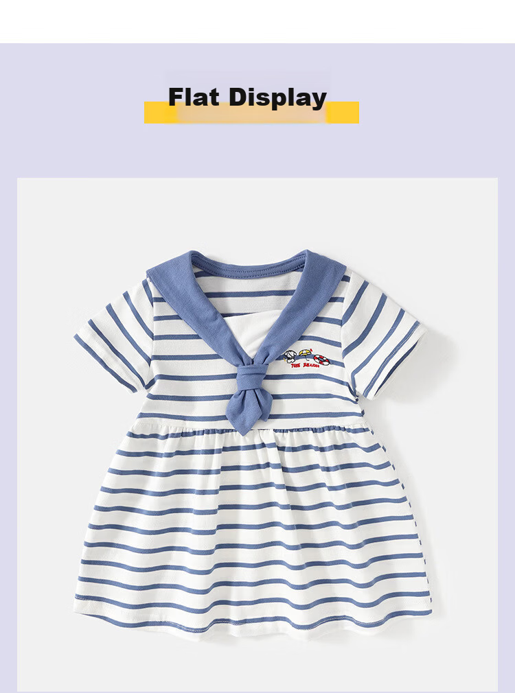 FADOBABY Girls' Navy Collar Striped Short Sleeve Summer Dress Newborn Toddler Cotton Princess Dress Summer 20